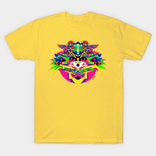 eye sky alien in monster madness ecopop pattern in mexican totonac colors T-Shirt